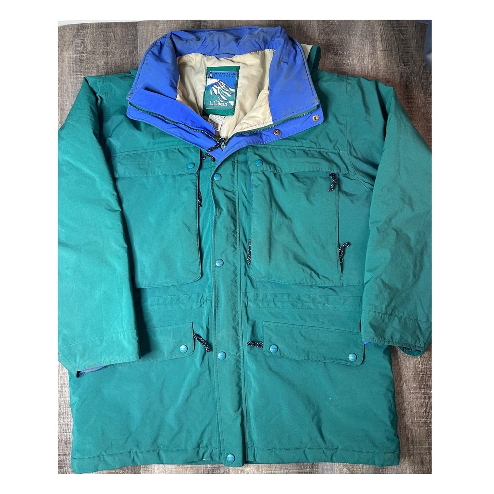 Vintage LL Bean North Col Parka Mens XL Teal Blue Insulated Winter Jacket K426